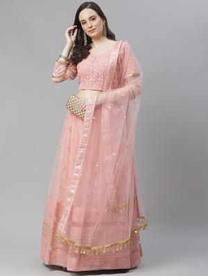 pink net aline lehenga - 17982647 - Standard Image - 2