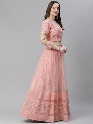 pink net aline lehenga - 17982647 - Standard Image - 3