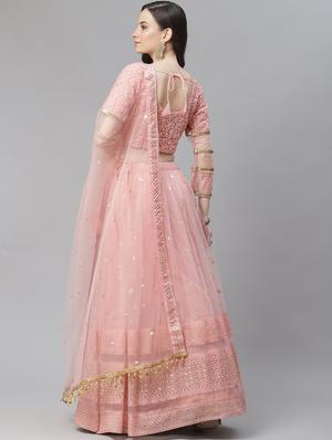 pink net aline lehenga - 17982647 - Standard Image - 4