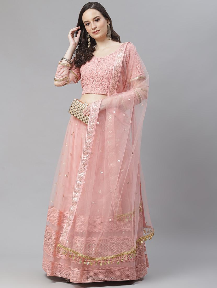 pink net aline lehenga - 17982647 - Zoom Image - 2