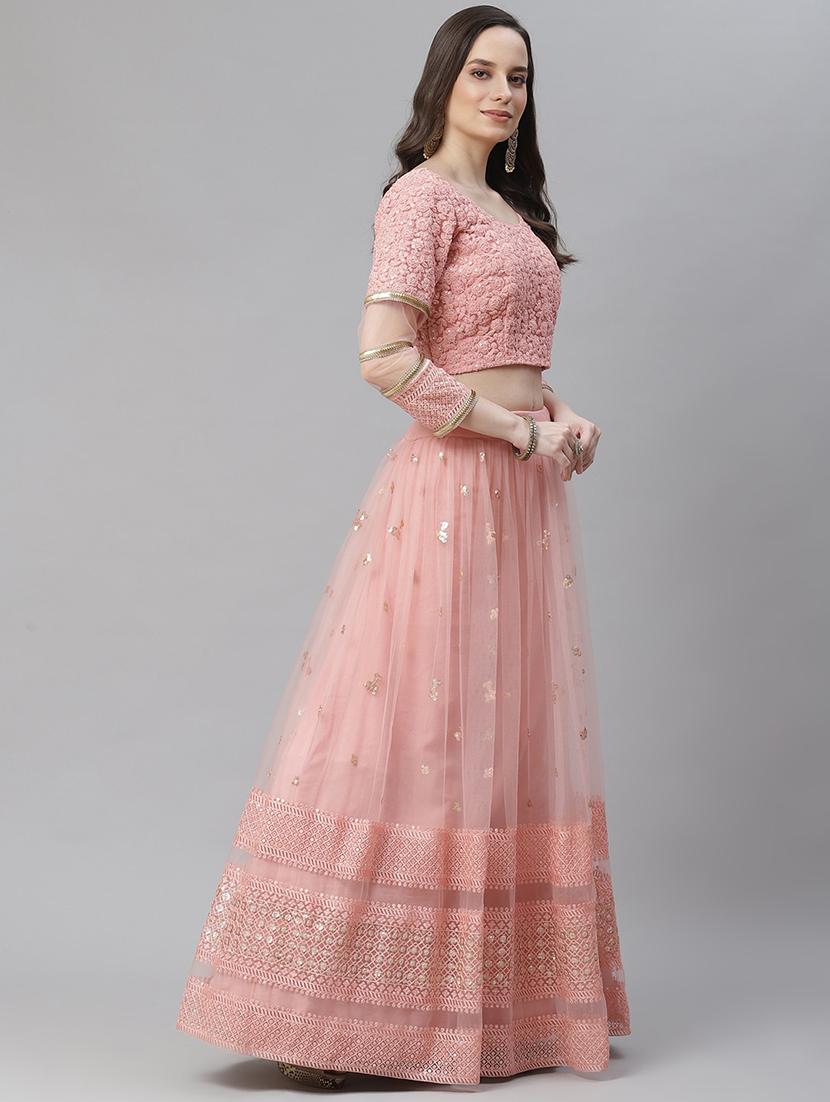 pink net aline lehenga - 17982647 - Zoom Image - 3