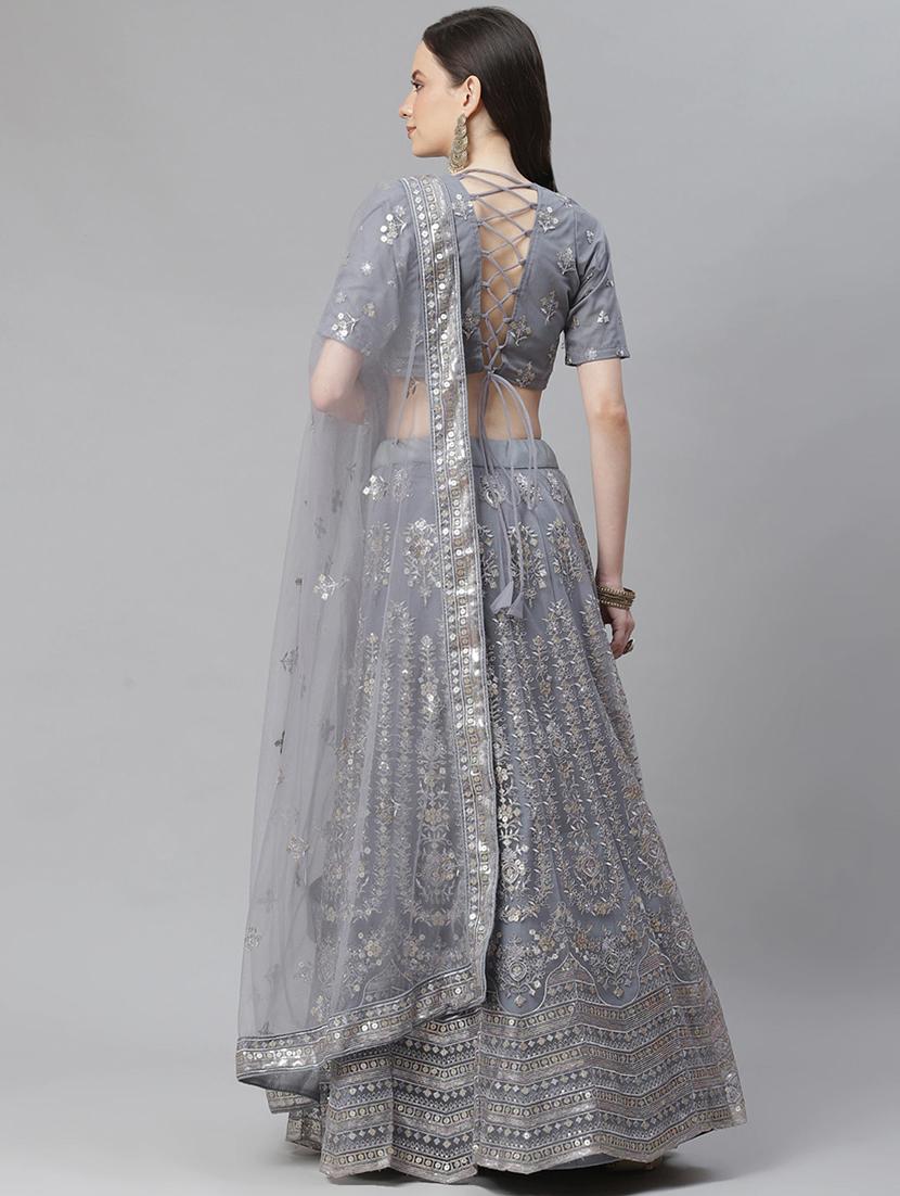 grey net aline lehenga - 17982648 - Zoom Image - 4
