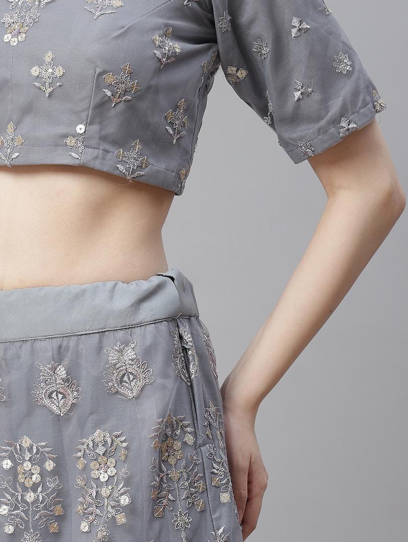 grey net aline lehenga - 17982648 - Zoom Image - 5