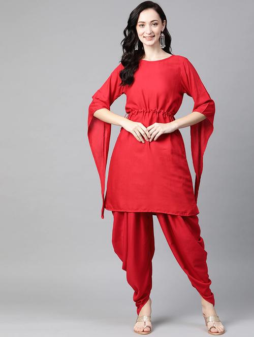 solid kurta dhoti fusion set - 17982689 - Standard Image - 1