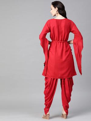 solid kurta dhoti fusion set - 17982689 - Standard Image - 4