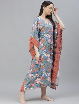 v-neck floral kimono gown - 17982701 - Standard Image - 2