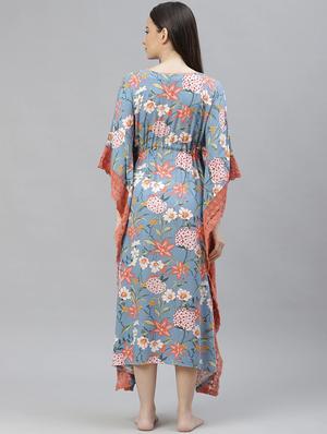 v-neck floral kimono gown - 17982701 - Standard Image - 4