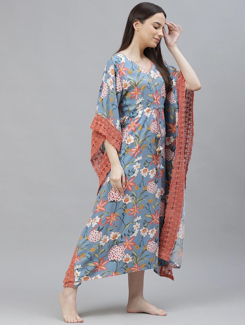 v-neck floral kimono gown - 17982701 - Zoom Image - 2