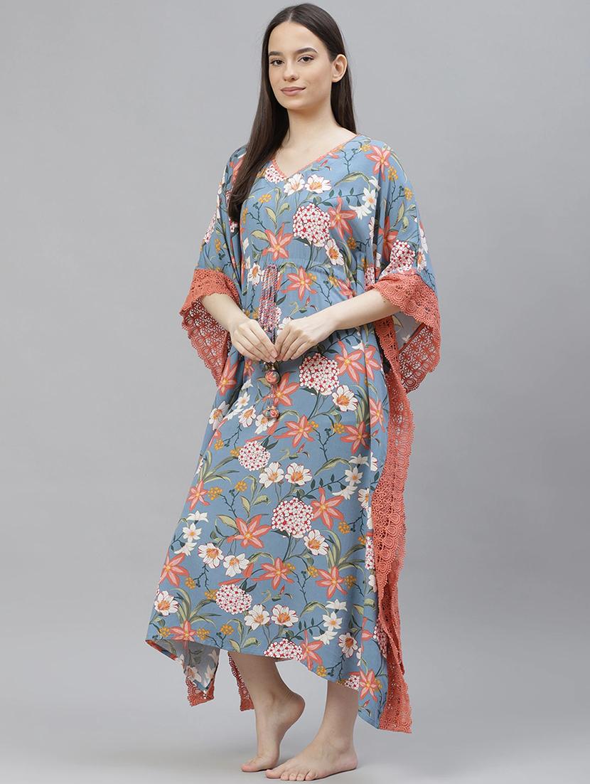 v-neck floral kimono gown - 17982701 - Zoom Image - 3