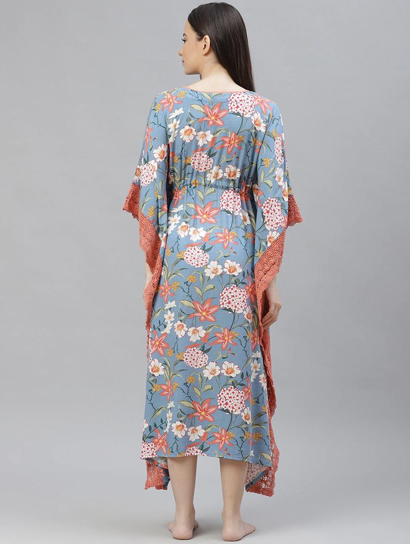 v-neck floral kimono gown - 17982701 - Zoom Image - 4