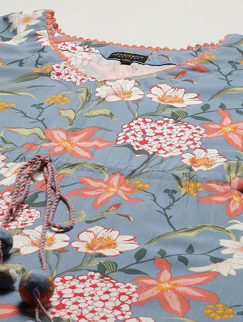 v-neck floral kimono gown - 17982701 - Zoom Image - 5