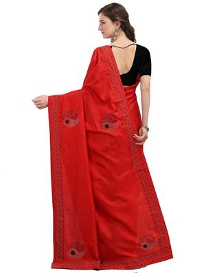 embellished bordered saree with blouse - 17983098 - Standard Image - 2