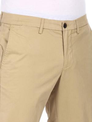 beige solid flat front casual trouser - 17983420 - Standard Image - 6