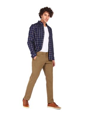 brown solid flat front casual trouser - 17983424 - Standard Image - 5