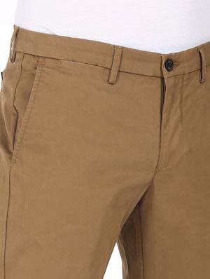 brown solid flat front casual trouser - 17983424 - Standard Image - 6
