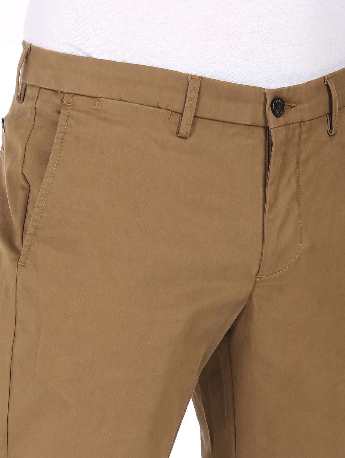 brown solid flat front casual trouser - 17983424 - Zoom Image - 6