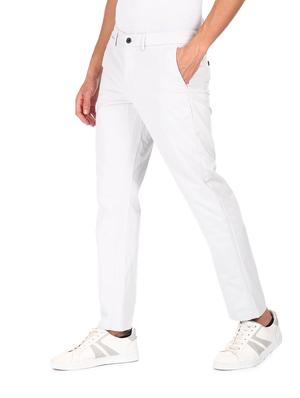 grey solid flat front casual trouser - 17983425 - Standard Image - 2