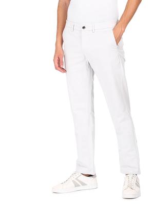 grey solid flat front casual trouser - 17983425 - Standard Image - 3