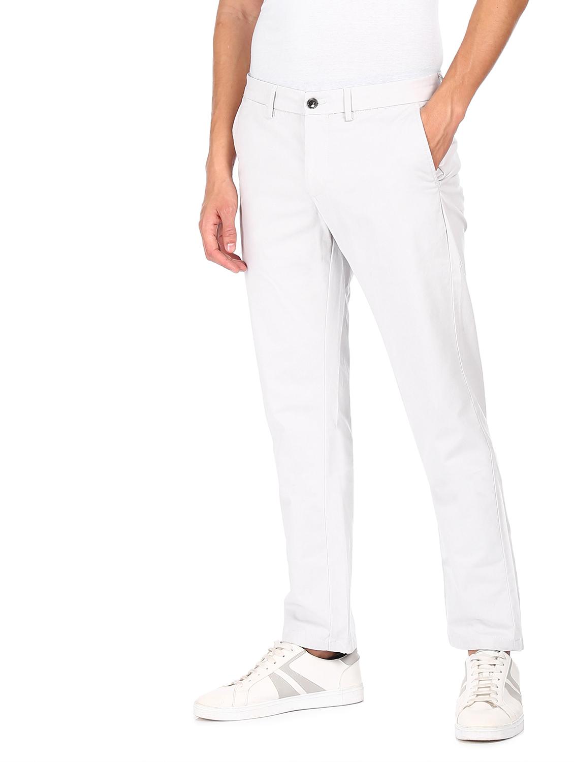 grey solid flat front casual trouser - 17983425 - Zoom Image - 3