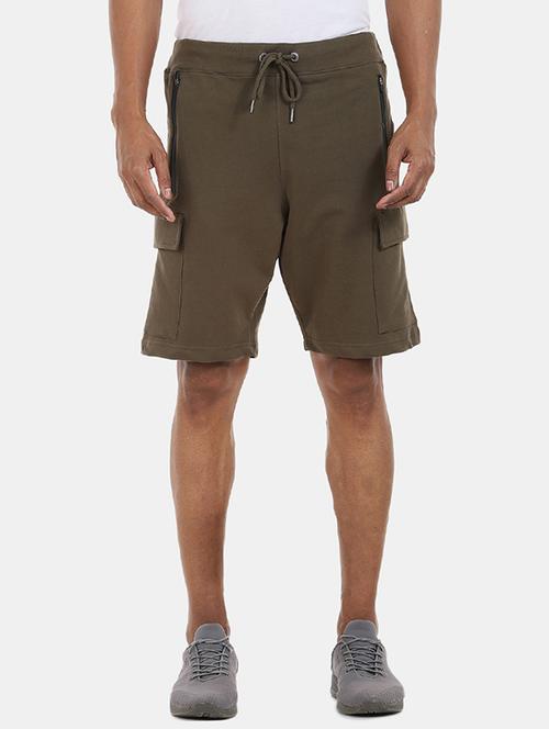 green solid bermuda shorts with drawstring - 17983505 - Standard Image - 1