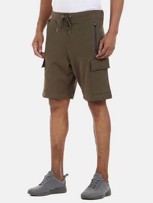 green solid bermuda shorts with drawstring - 17983505 - Standard Image - 2