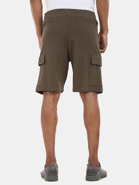 green solid bermuda shorts with drawstring - 17983505 - Zoom Image - 3
