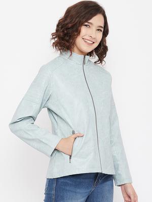 mandarin neck bomber/biker jacket - 17984120 - Standard Image - 3