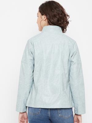 mandarin neck bomber/biker jacket - 17984120 - Standard Image - 4