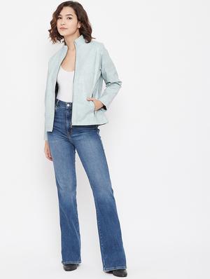 mandarin neck bomber/biker jacket - 17984120 - Standard Image - 5