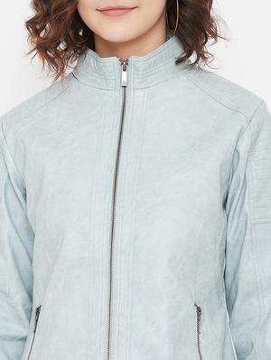 mandarin neck bomber/biker jacket - 17984120 - Standard Image - 6