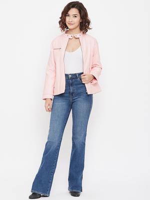 mandarin neck bomber/biker jacket - 17984121 - Standard Image - 5