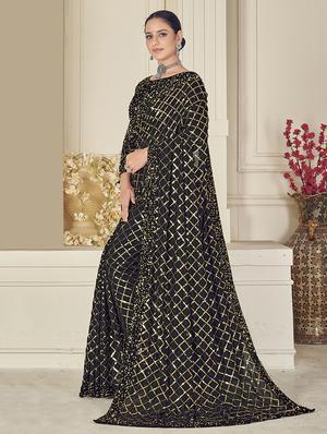 sequined embroidered saree with blouse - 17984190 - Standard Image - 3