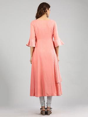 orange solid flared kurta - 17985056 - Standard Image - 5