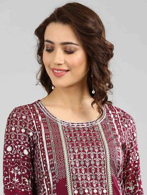 pink printed straight kurta - 17985080 - Standard Image - 6