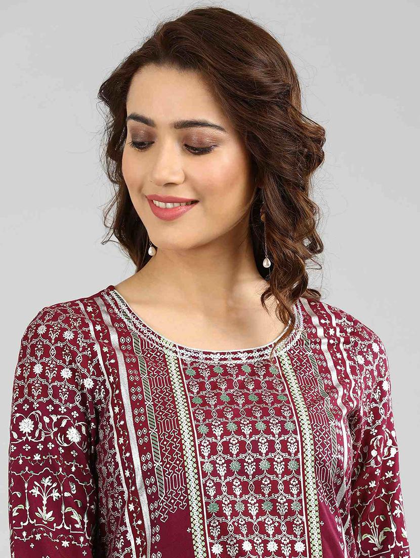 pink printed straight kurta - 17985080 - Zoom Image - 6