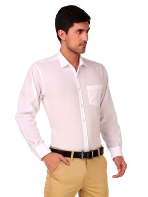 white solid casual shirt - 17985529 - Standard Image - 3
