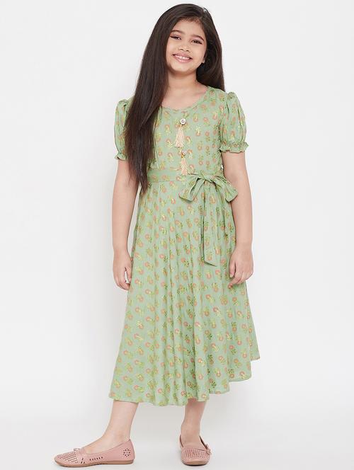 green printed frock - 17985816 - Standard Image - 1