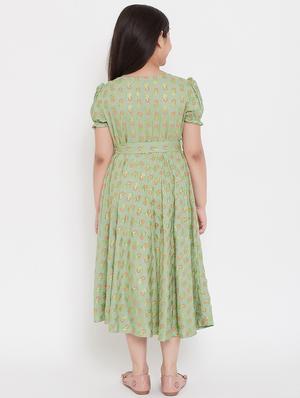 green printed frock - 17985816 - Standard Image - 3