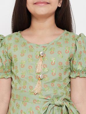 green printed frock - 17985816 - Standard Image - 4