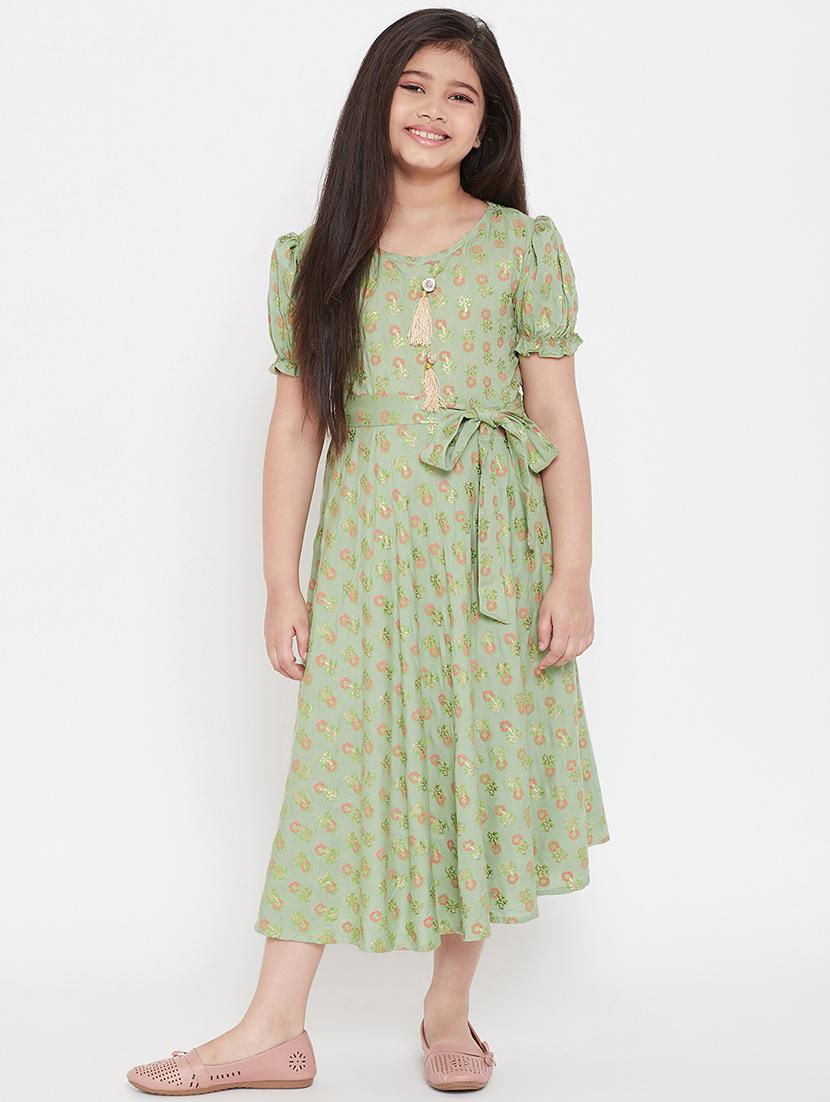 green printed frock - 17985816 - Zoom Image - 1