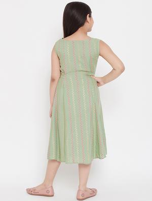 green printed frock - 17985821 - Standard Image - 3