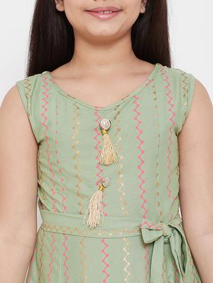 green printed frock - 17985821 - Standard Image - 4