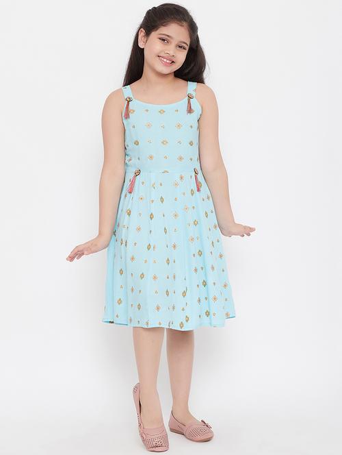 blue printed frock - 17985829 - Standard Image - 1