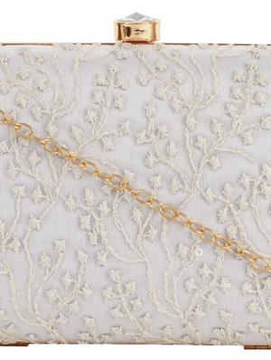 white cotton box clutch - 17986606 - Standard Image - 4