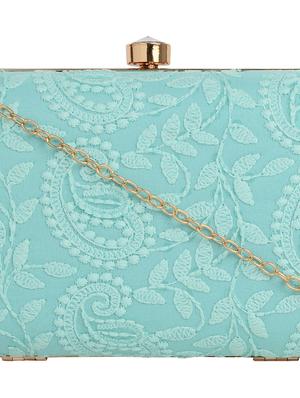 blue cotton box clutch - 17986610 - Standard Image - 4