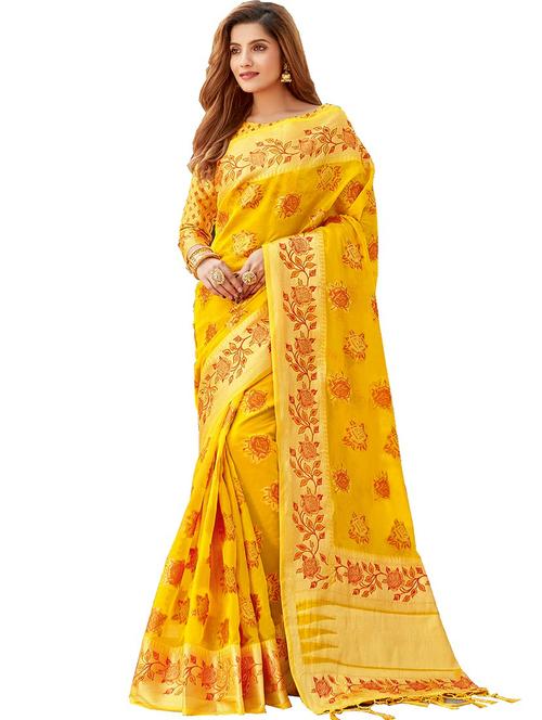 self design woven saree with blouse - 17986845 - Very Small Image - 1