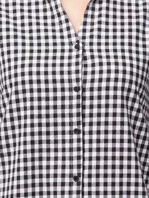 mandarin neck checkered tunic - 17994682 - Standard Image - 5