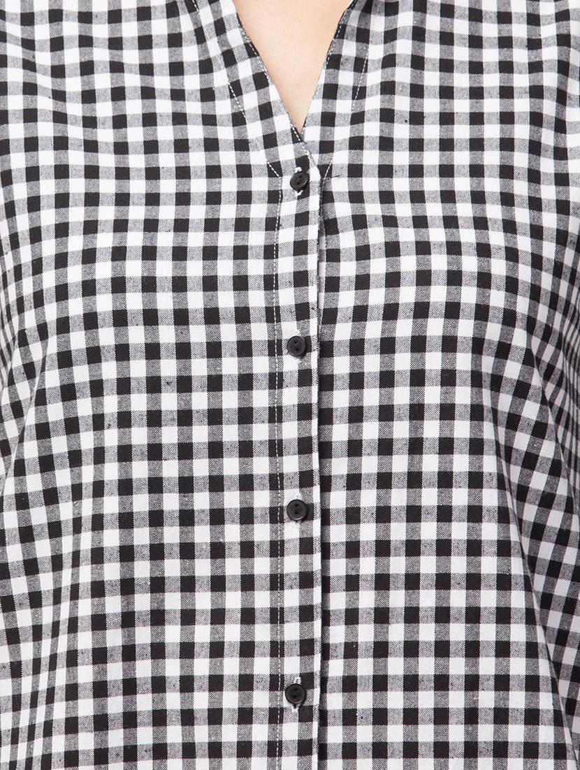 mandarin neck checkered tunic - 17994682 - Zoom Image - 5