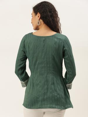 round neck printed peplum top - 17995065 - Standard Image - 3