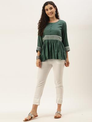 round neck printed peplum top - 17995065 - Standard Image - 4